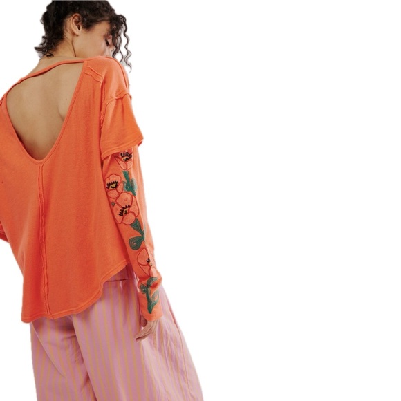 Free People | Not Your Poppys Long-Sleeve Tee NWOT - Picture 2 of 4